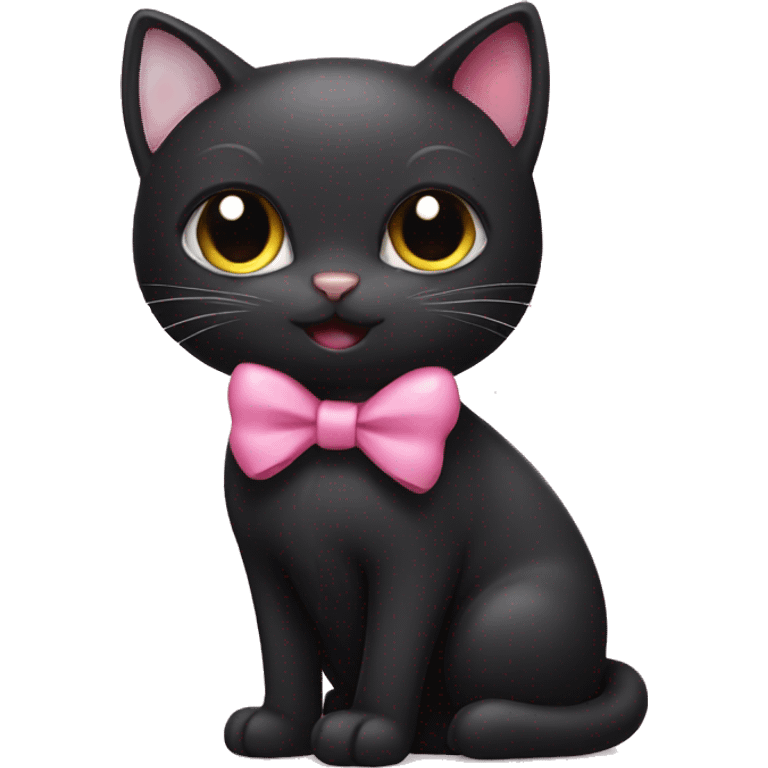 Black cat with pink bow emoji