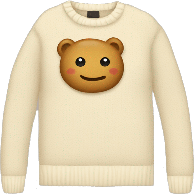 A flat lay of a cream jumper laying down emoji