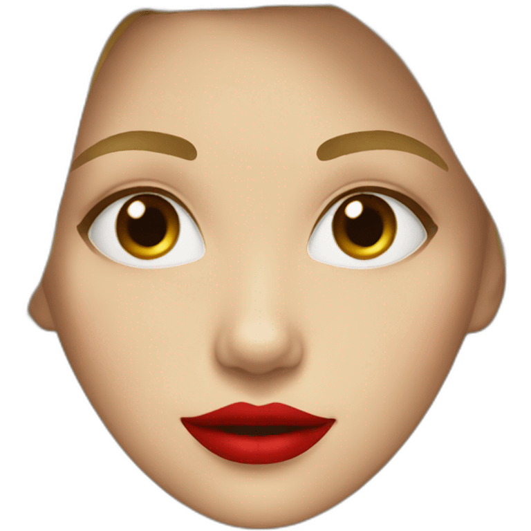 Blonde girl with a square head and brunette roots of hair with red lips emoji