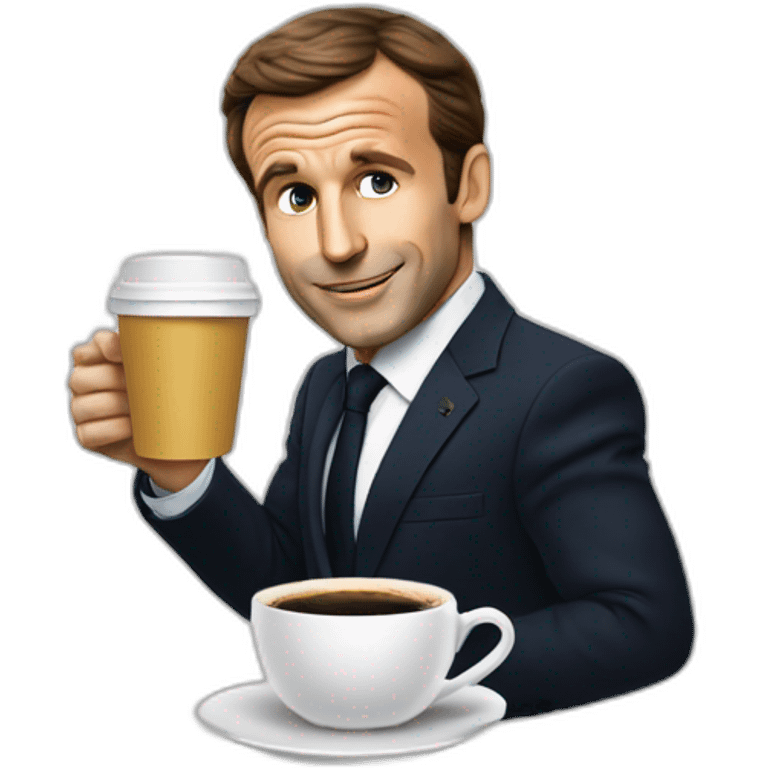 Macron qui boit un café emoji