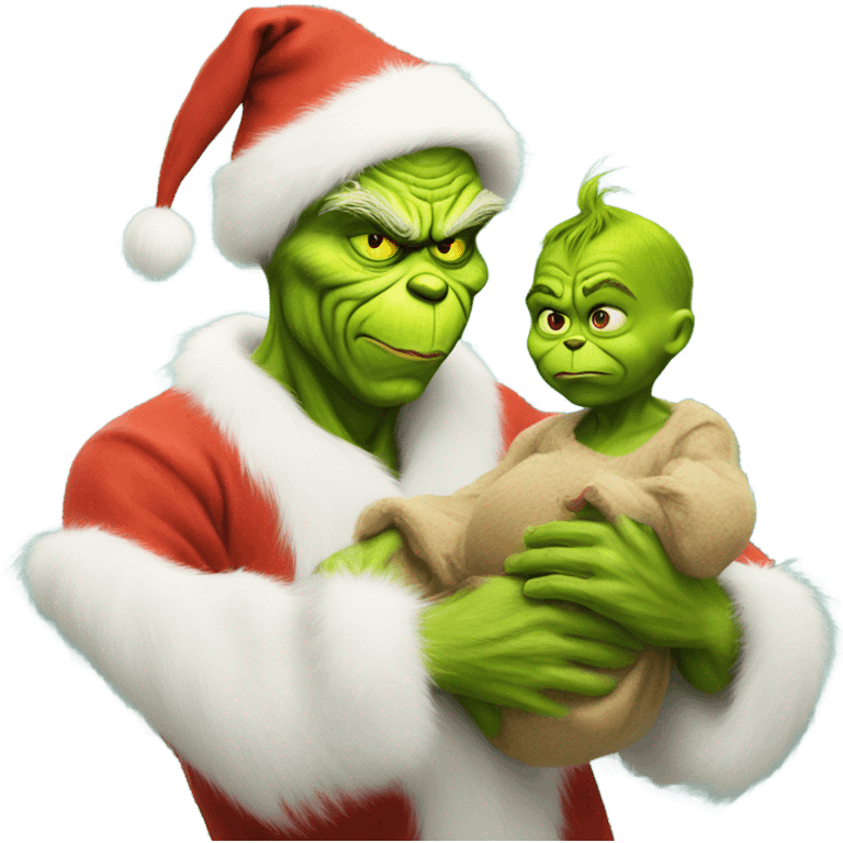 the grinch holding baby jesus emoji