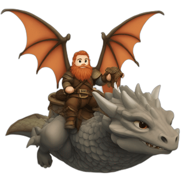 a dwarf flies a dragon emoji