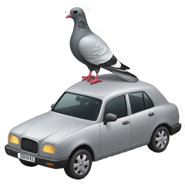 Car with a pigeon on the roof emoji