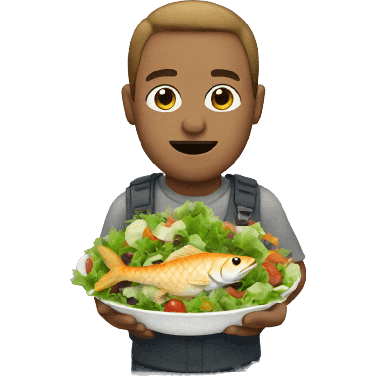 man with fish eating salad emoji