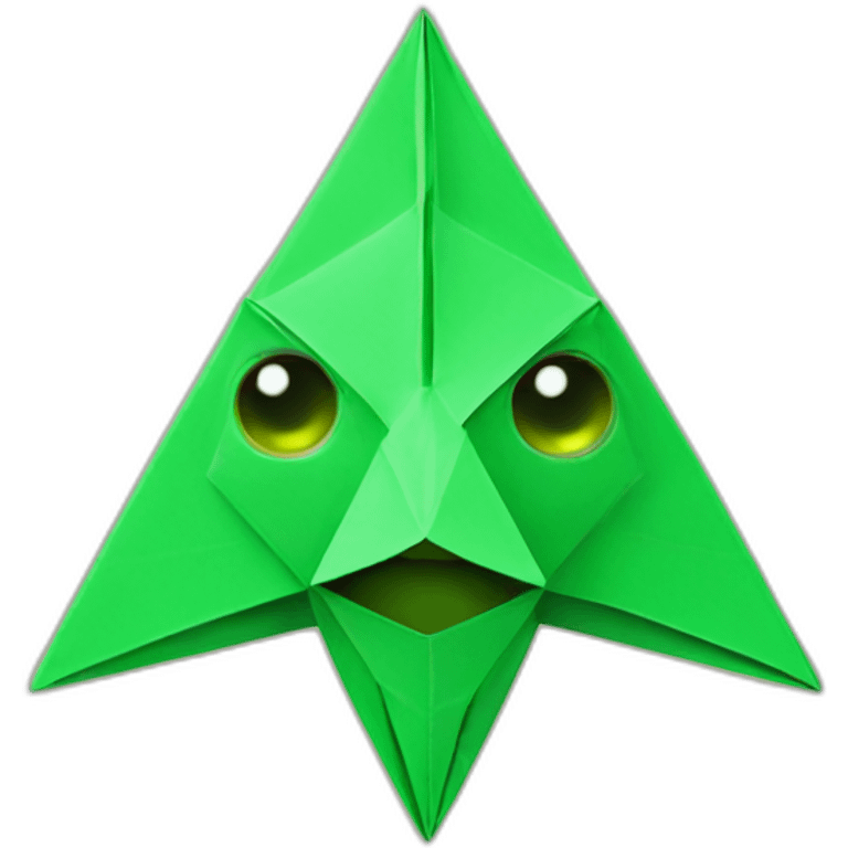 Green origami alien emoji