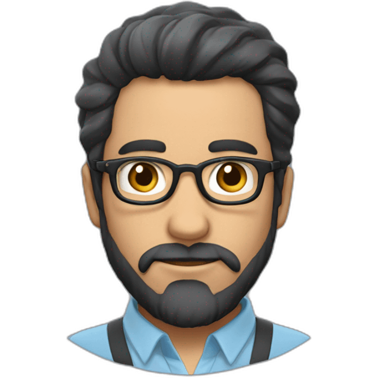 Persona con lentes y barba, edad 35 años., cabello lazio  emoji