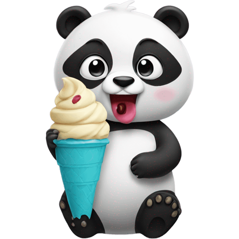 Panda eating ice cream emoji