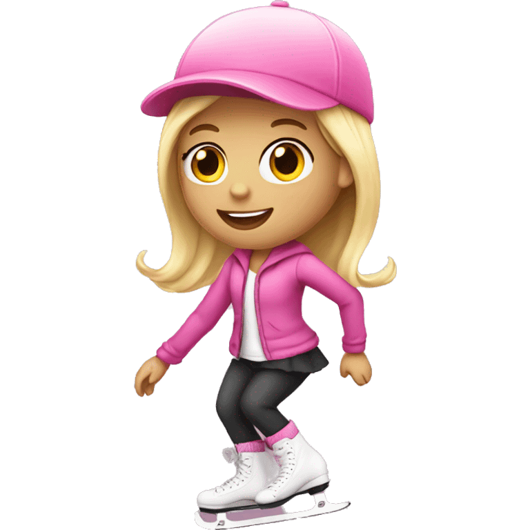 Blonde girl with a pink hat skating emoji