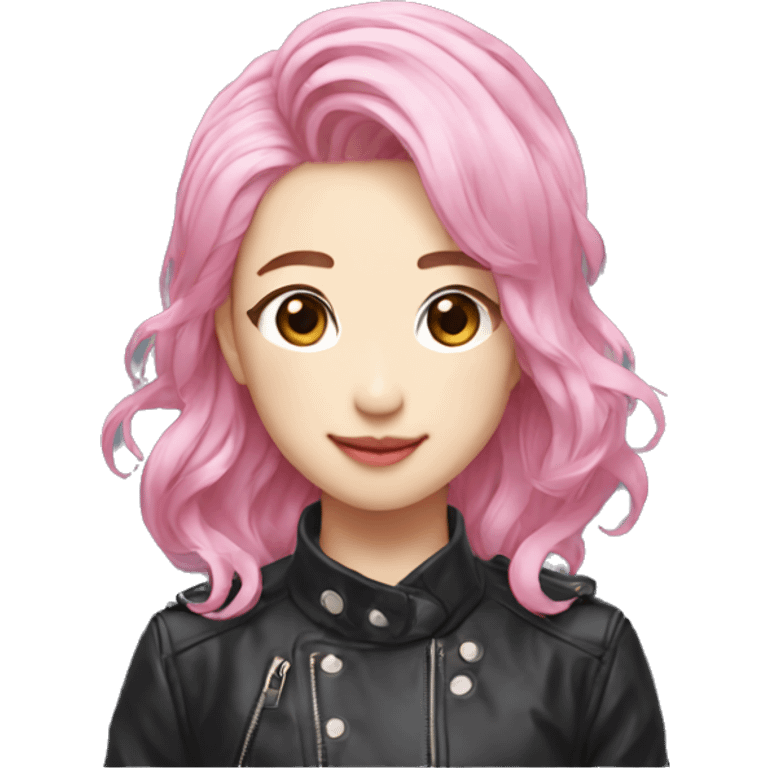 k-pop idol wink pink hair emoji