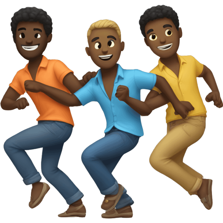 multi racial gay men dancing in a congo line emoji