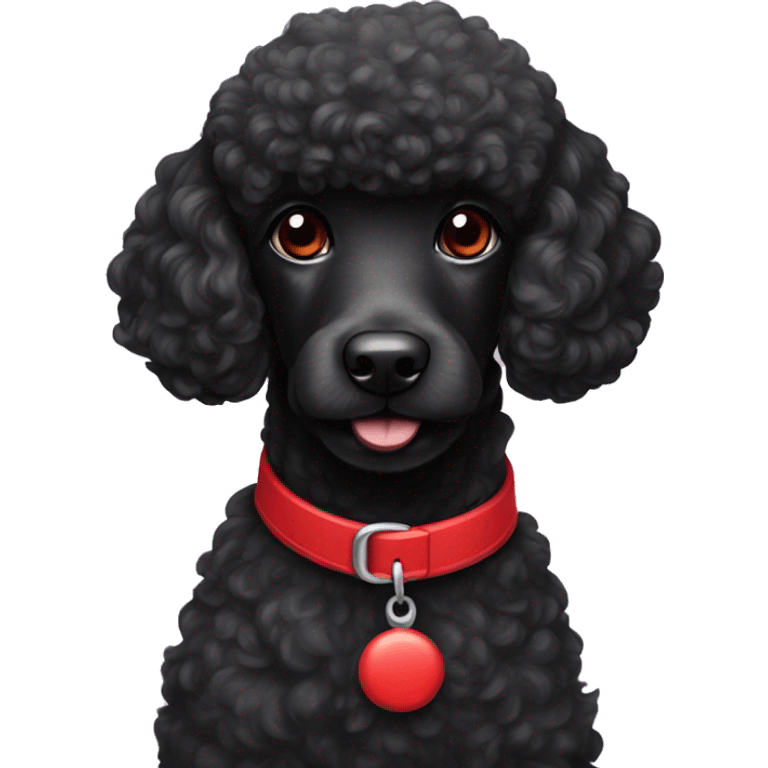 Black poodle with red collar  emoji