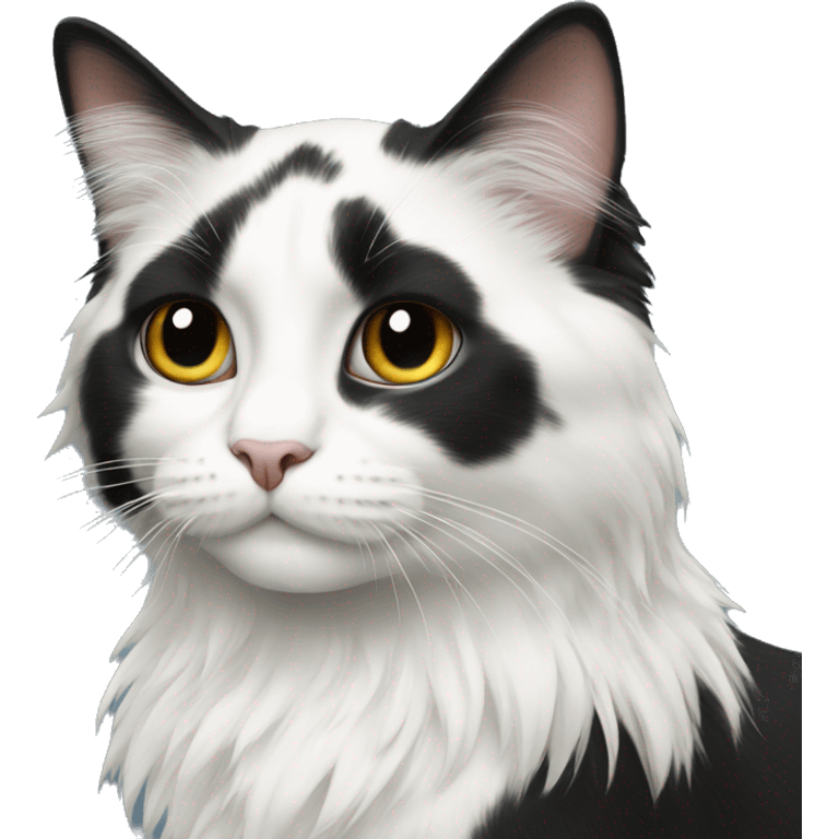 black and white cat long haired emoji