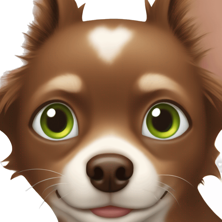 Chihuahua dog with green eyes and chocolate-colored fur emoji