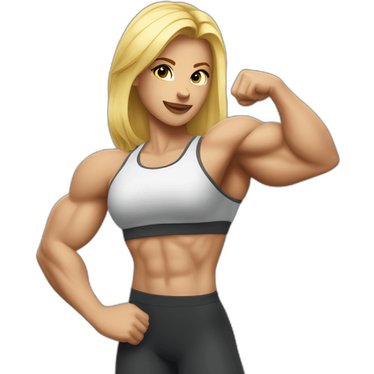 Strong muscle arm blonde girl emoji