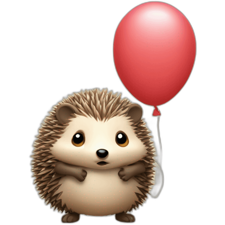 Worried hedgehog hugging balloon emoji