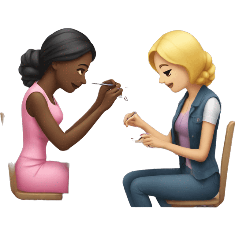 woman doing a manicure to another woman emoji