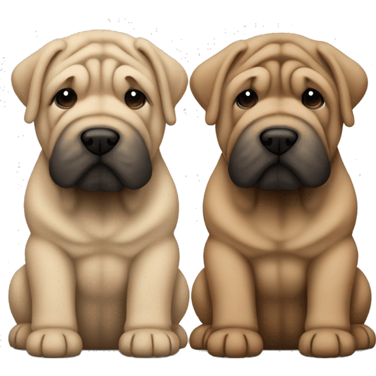 2 shar pei dogs 1 of them dark brown and 1 blonde emoji