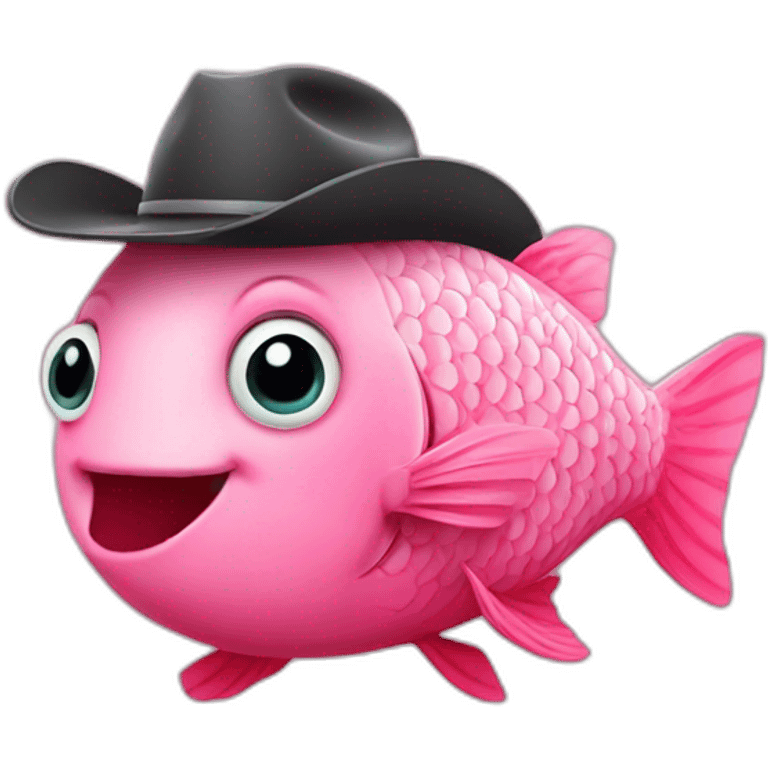 cute pink fish with a tiny cowboy hat emoji