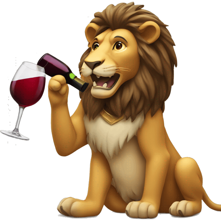 A lion drunking wine  emoji