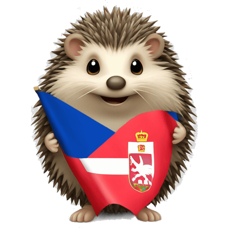 hedgehog with flag of serbia emoji