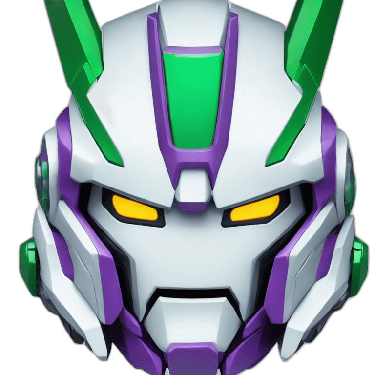 purple and green freedom gundam mecha face emoji