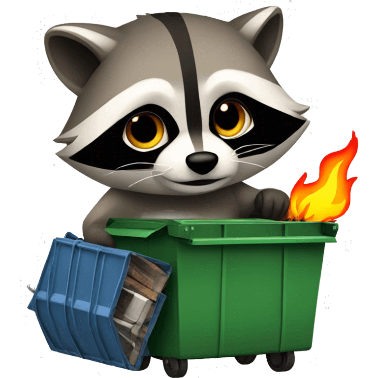 A raccoon holding a dumpster on fire emoji