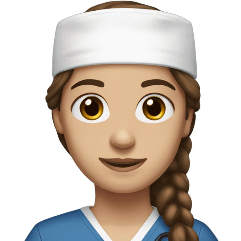 nurse dark blue scrubs straight brown hair hazel eyes emoji