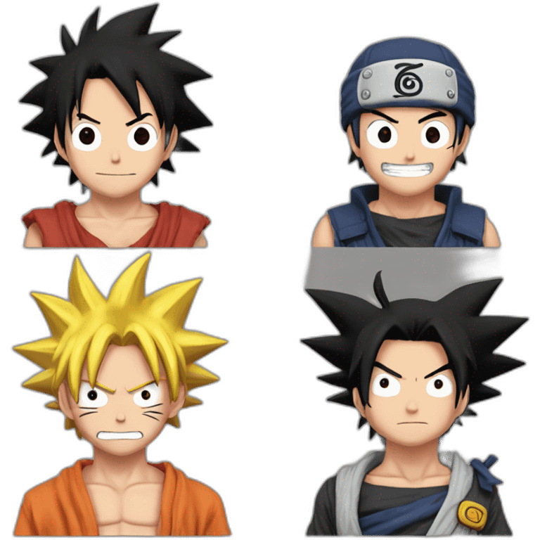 Luffy mélanger avec Naruto et goku emoji