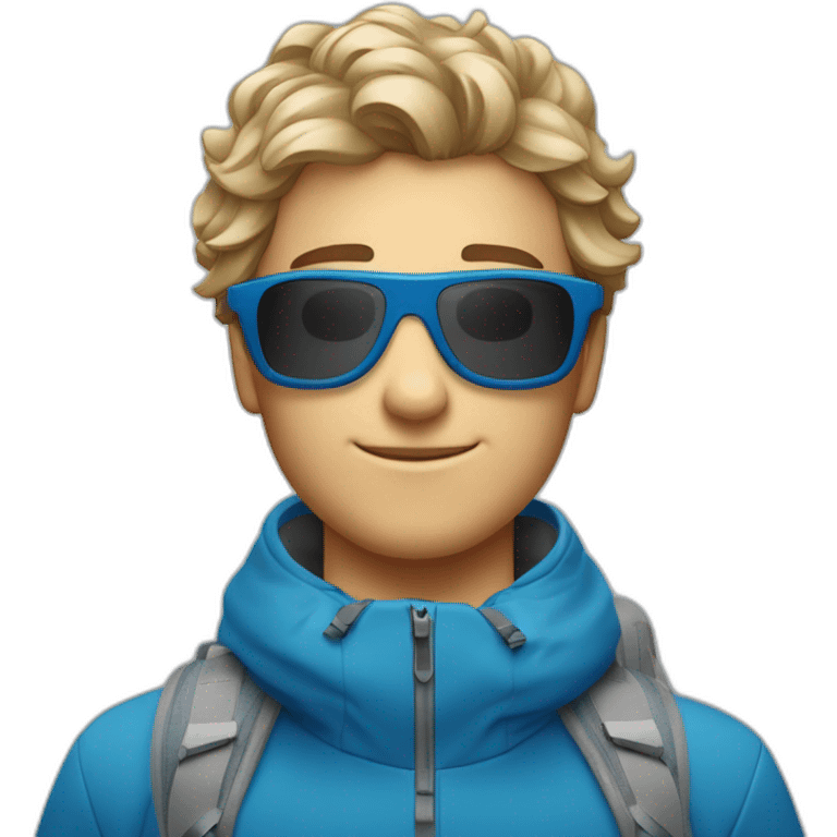 Un jeune homme blanc avec les cheveux bleus et des lunettes de ski emoji