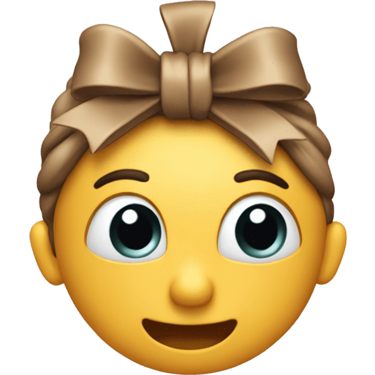 Nervous happy with bow on head emoji