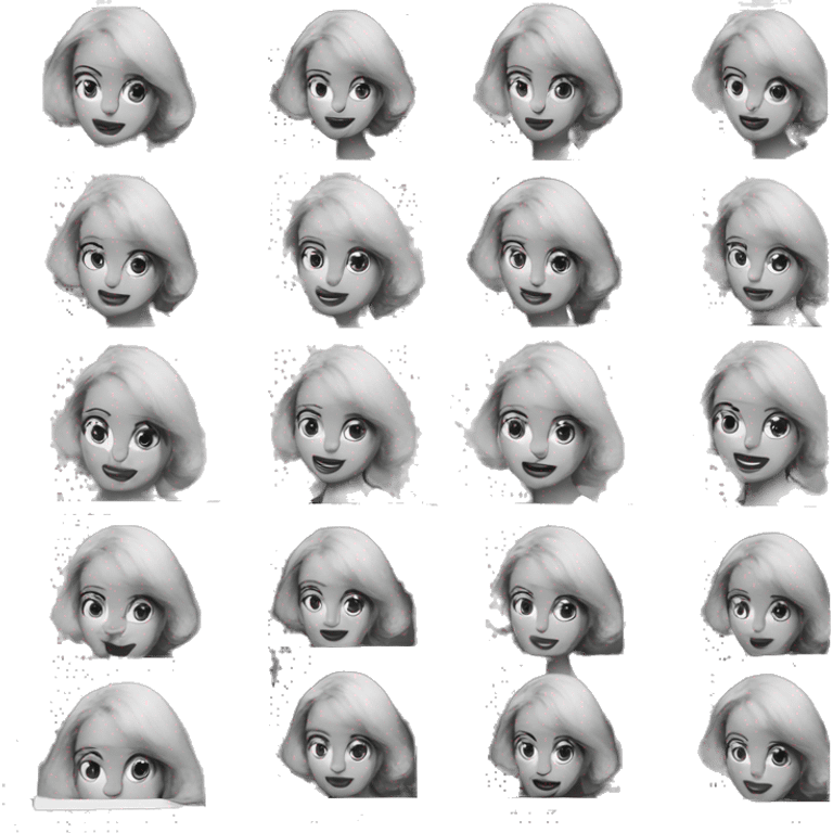 A black and white strip of polaroid photos of a blonde woman emoji