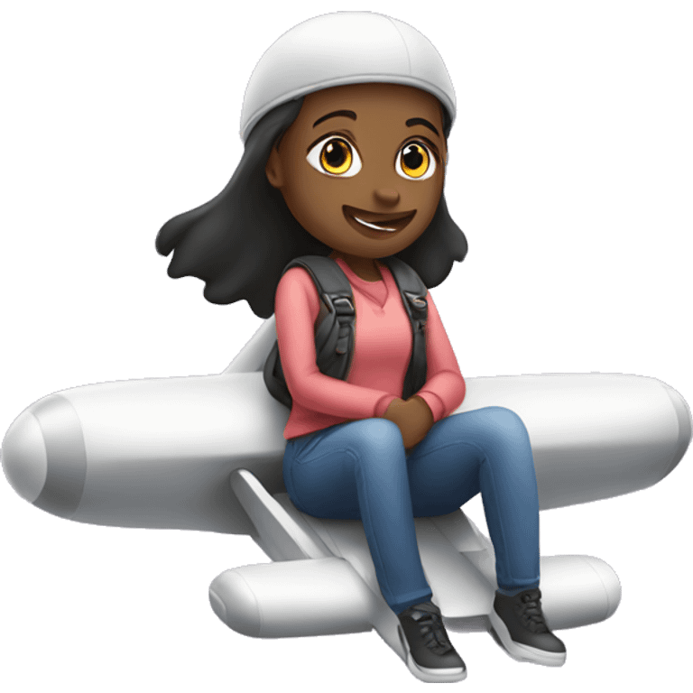 girl sitting on top of a plane emoji