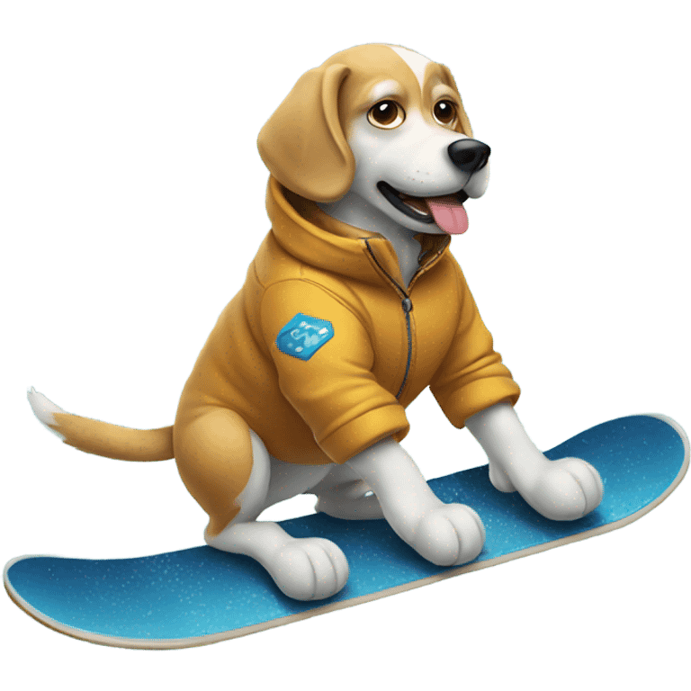 Cool dog snowboarding  emoji