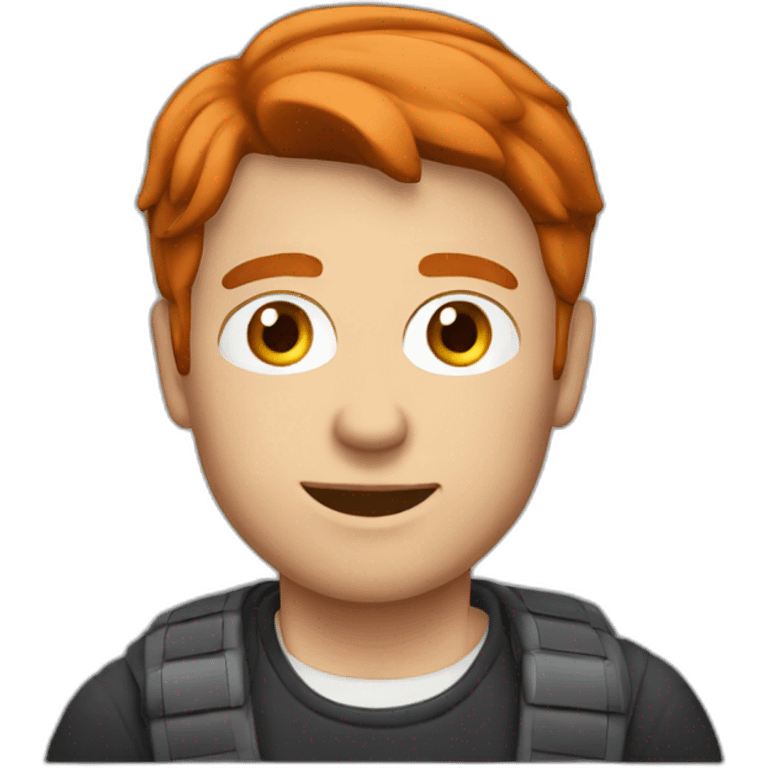 a male adult with short red hair driving a car emoji