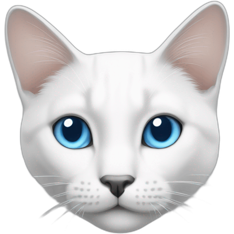 White cat with blue eyes and grey snout emoji