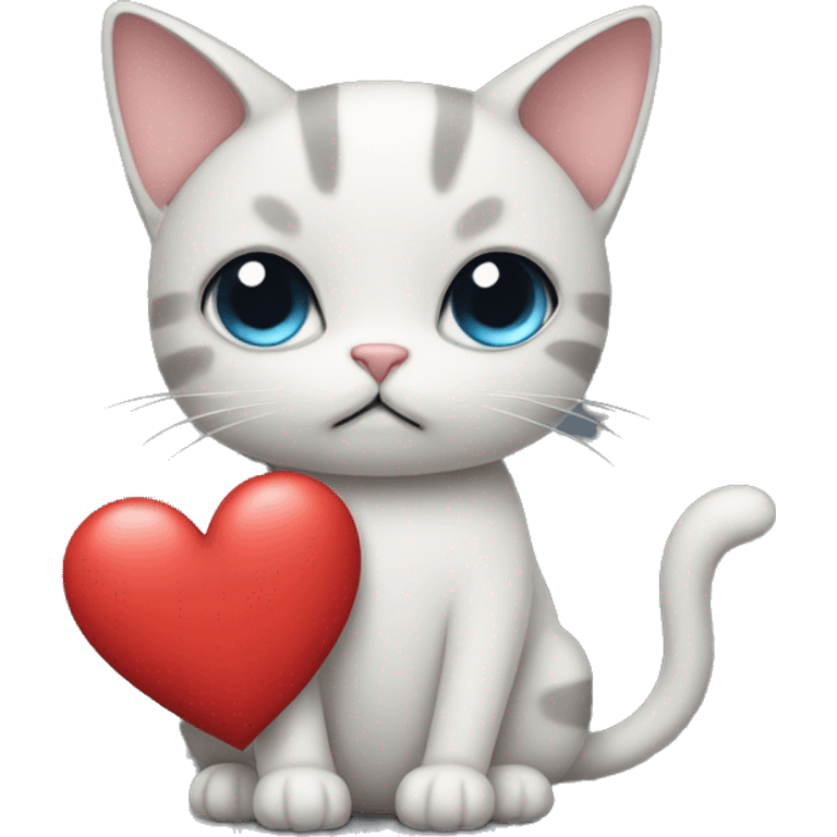 Cat holding a heart looking sad emoji