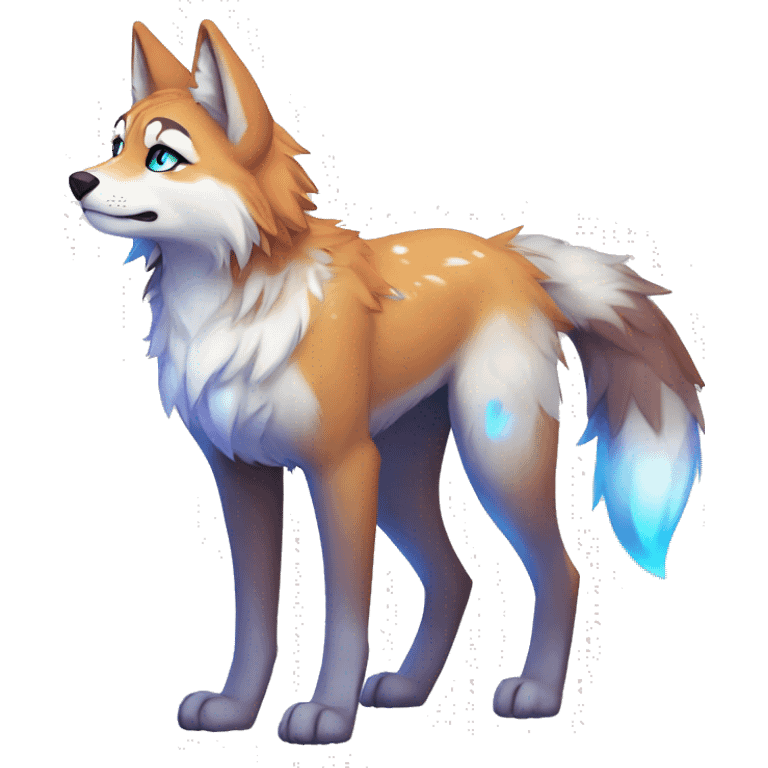 Anthro Colorful Shiny Fionbri-Falvie-sparkle-wolf-sona with cool eccentric markings full body emoji