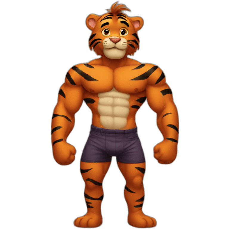 Tigger with a muscle chest emoji