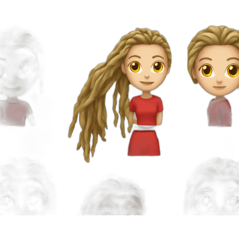 white girl with dreadlocks with red shirt emoji