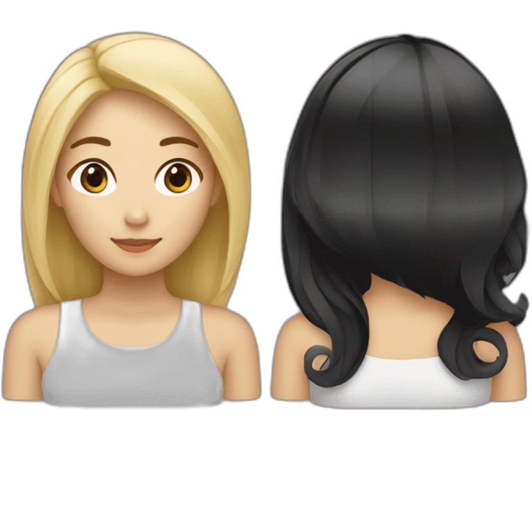 Une asiatique au cheveux noir et une fille blonde emoji