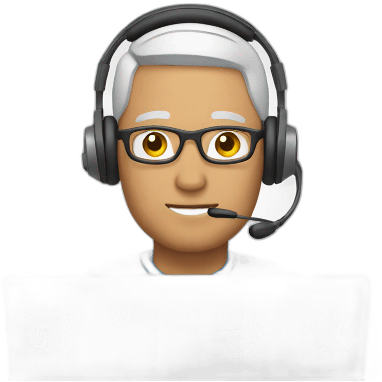 man at computer with a headset emoji