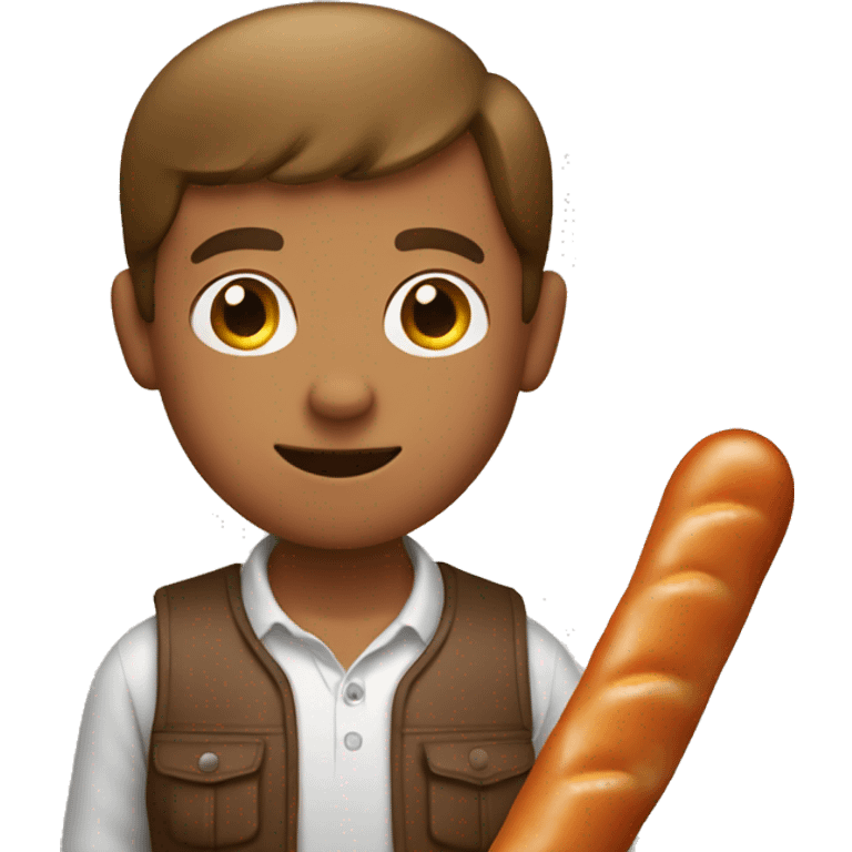 Tan boy holding a sausage emoji