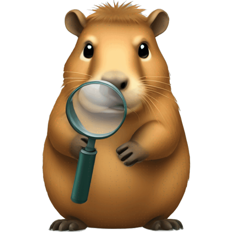 Capybara holding a magnifier emoji