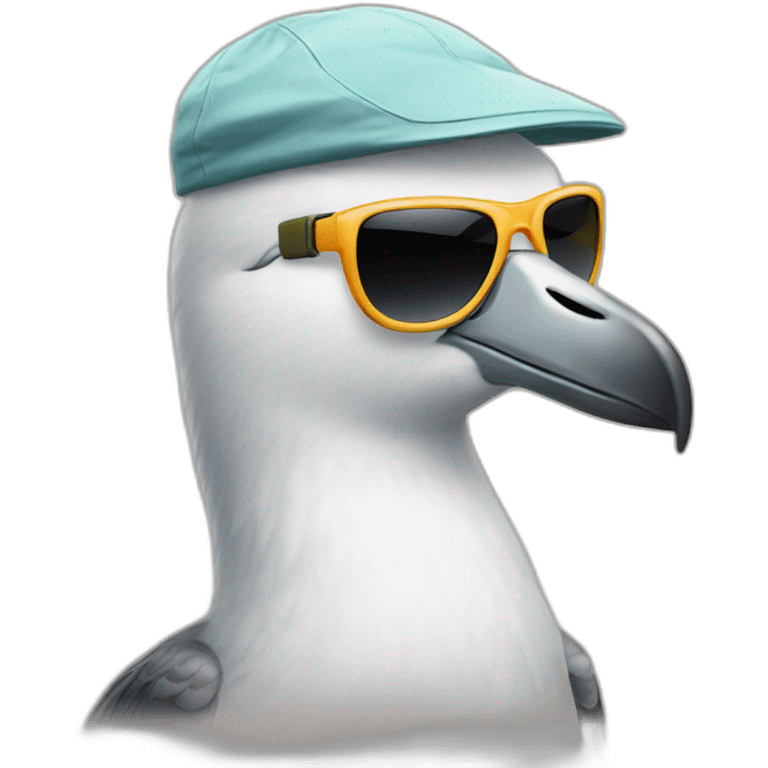 Albatross with sunglasses and a cap emoji