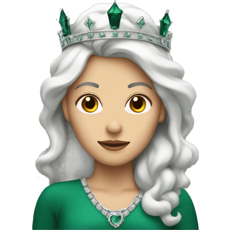 A dark emerald white woman with a crown  emoji