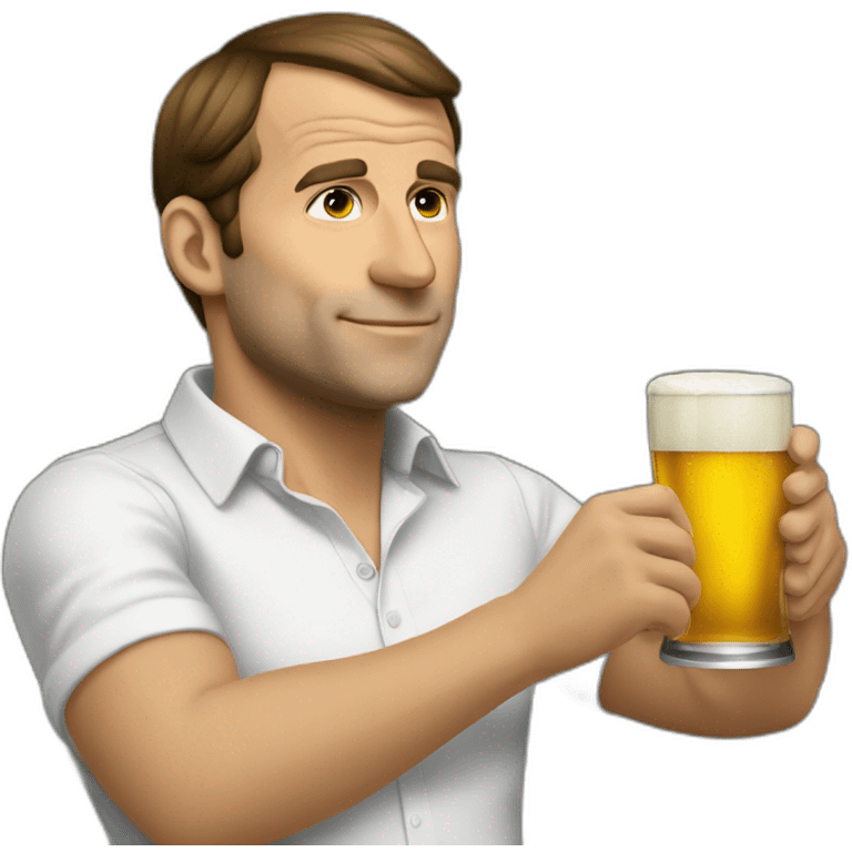 Macron drinking beer emoji