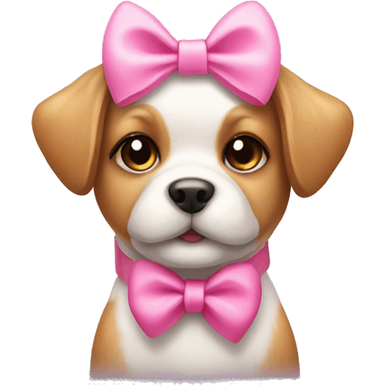 Cute dog with a pink bow emoji