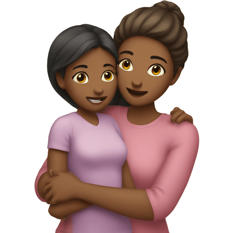 Mom and daughter hugging  emoji