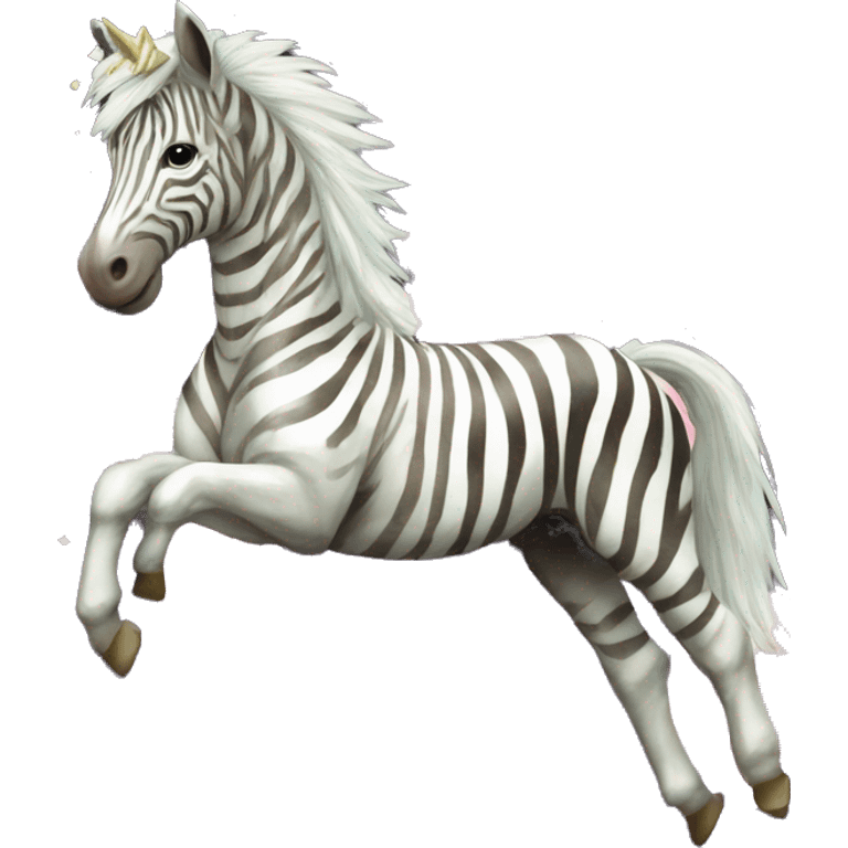 Zebra sparkling nebula unicorn Pegasus vintage collage roses emoji