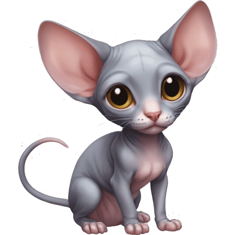 Cute Sphynx-Rat-Mouse-Hybrid full body emoji